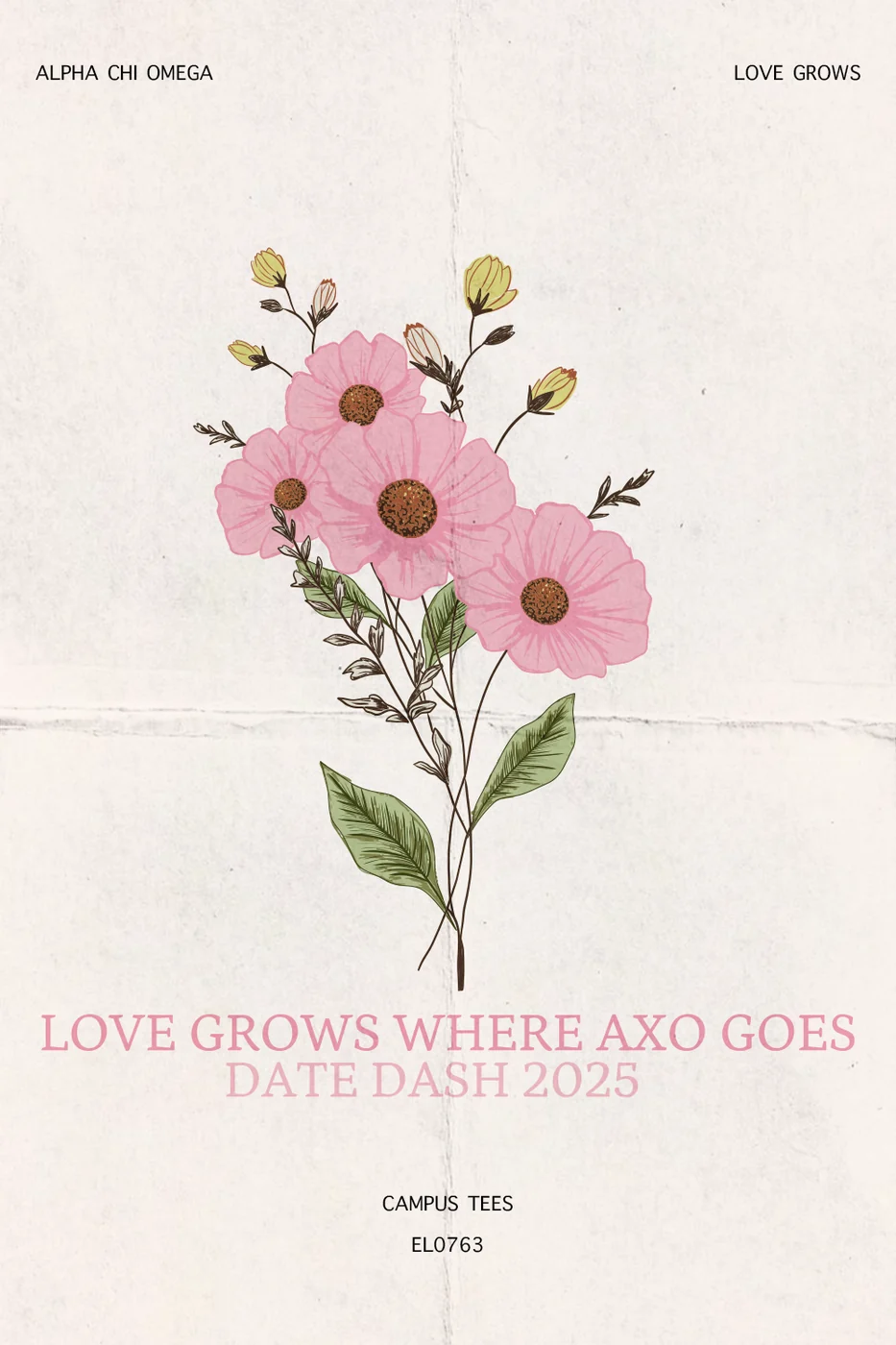 AZAXO Love Grows Tee — Alpha Chi Omega design inspiration