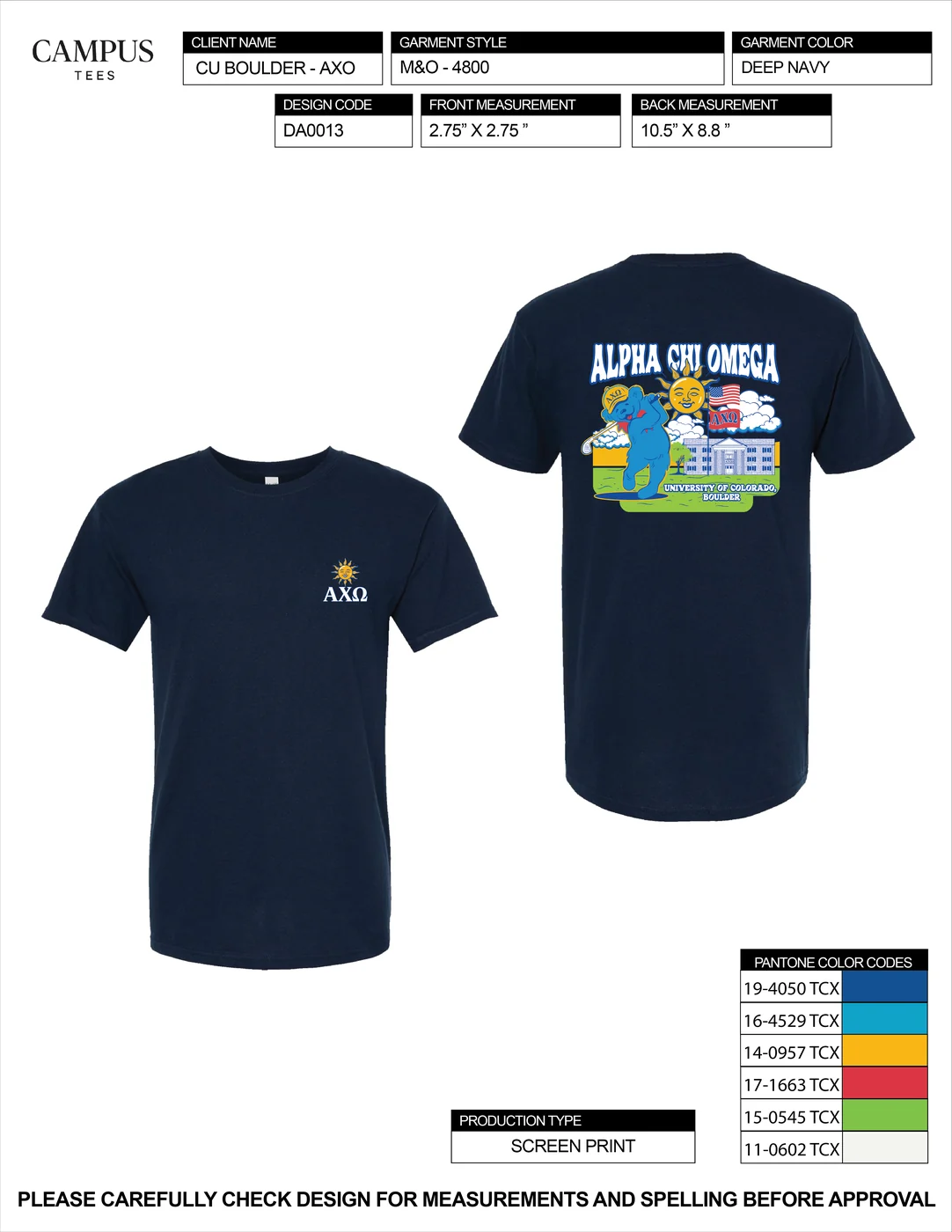 CU BOULDER AXO — Alpha Chi Omega custom apparel design inspiration