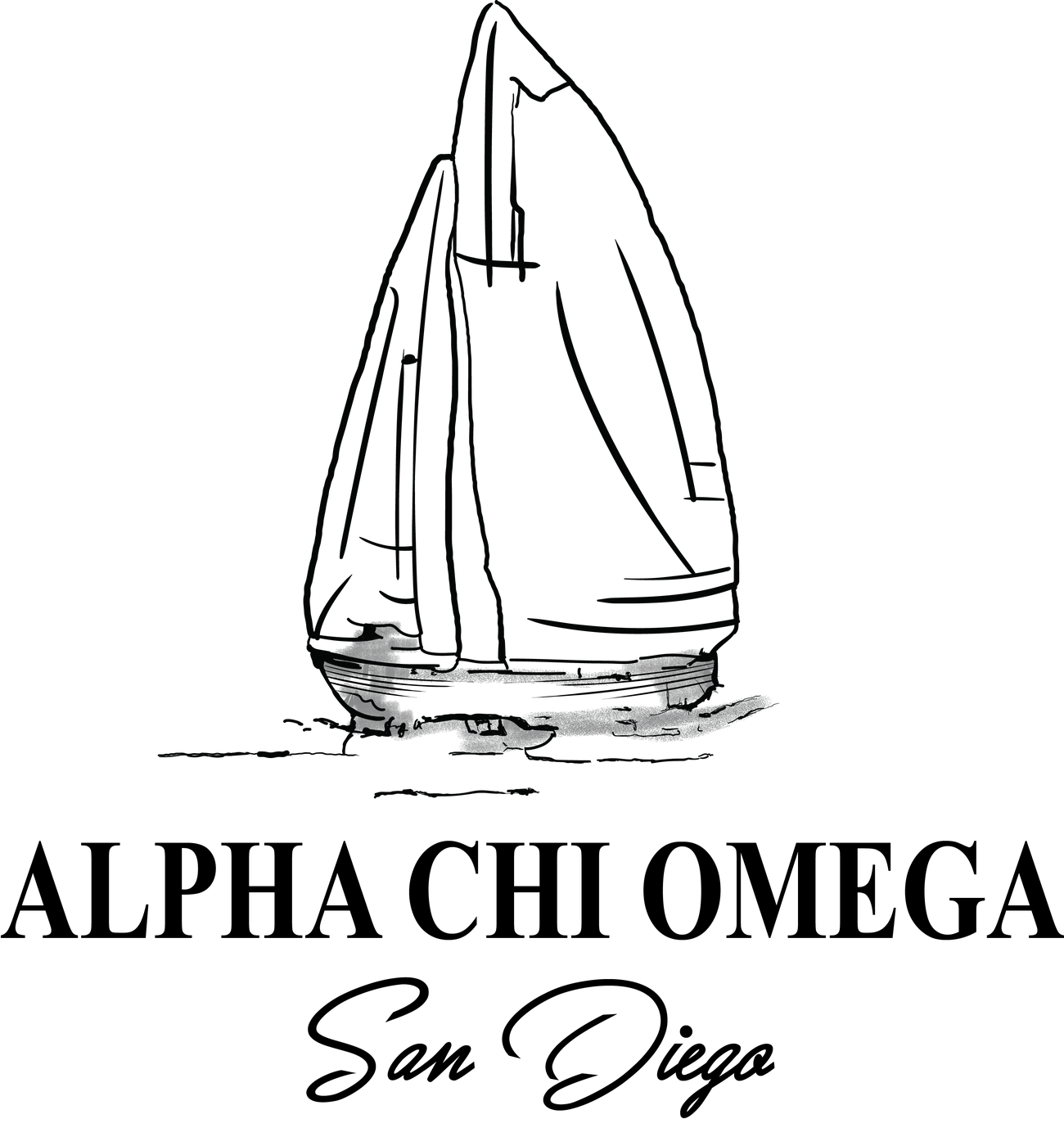 Alpha Chi Omega San Diego Sailboat (REVISED 3) — Alpha Chi Omega custom apparel design inspiration