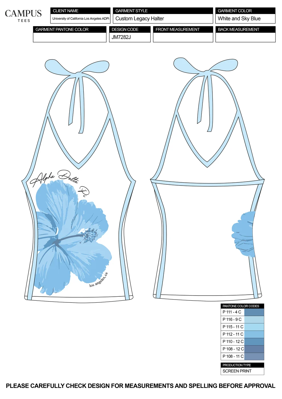 University of California Los Angeles ADPi J 01 — Alpha Delta Pi custom apparel design inspiration