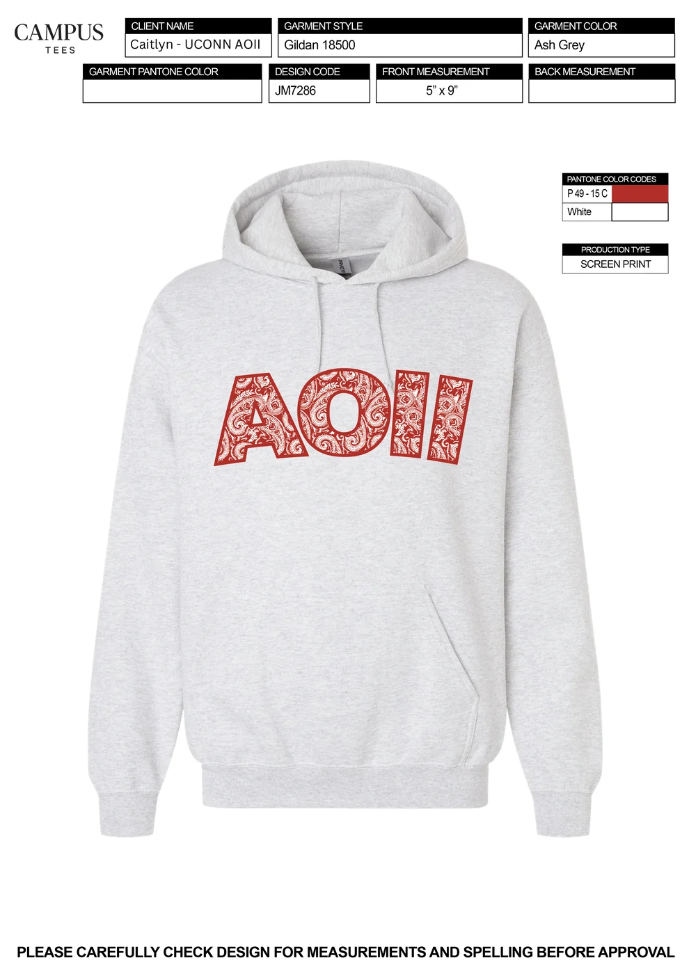 Caitlyn UCONN AOII — Alpha Omicron Pi custom apparel design inspiration