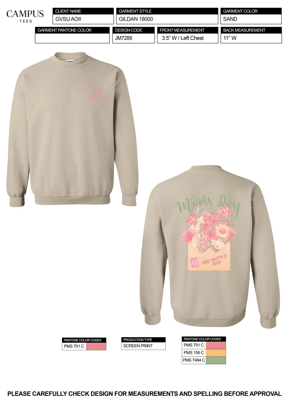 GVSU AOII — Alpha Omicron Pi custom apparel design inspiration
