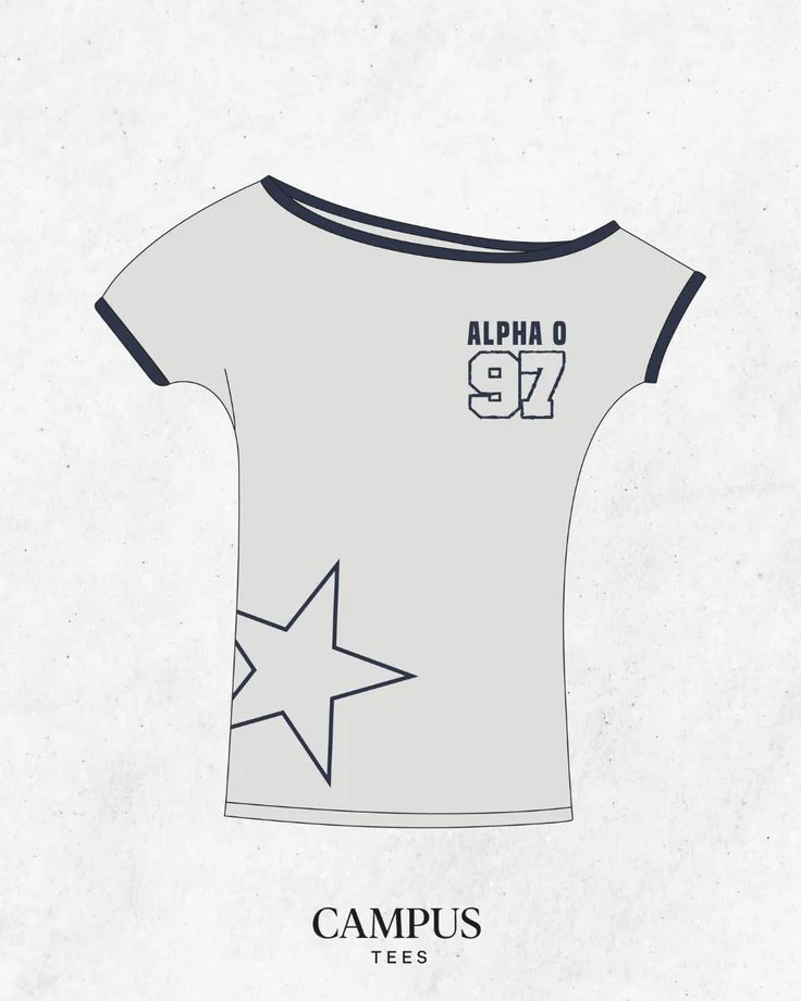 Alpha Omicron Pi custom apparel mockup — Campus Tees chapter inspiration