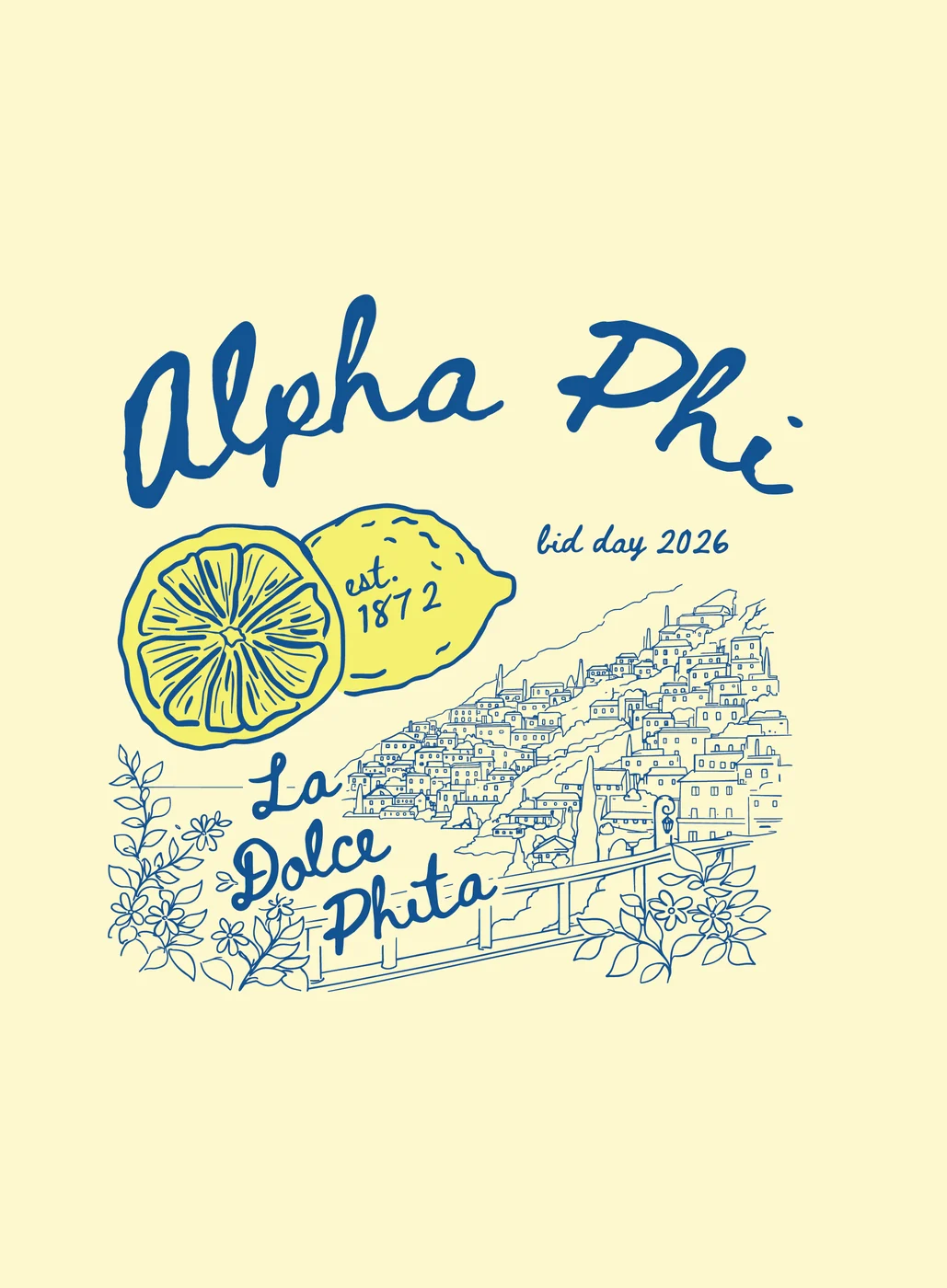 OCU Alpha Phi Bid Day26 Front Design — Alpha Phi custom apparel design inspiration for bid day