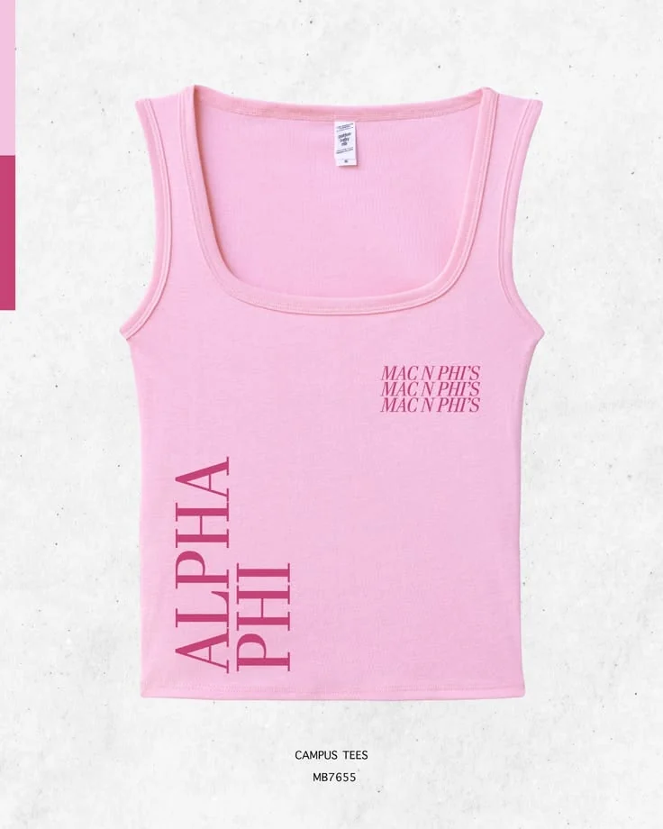 Alpha Phi · Apparel mockup — Campus Tees garment mockup inspiration