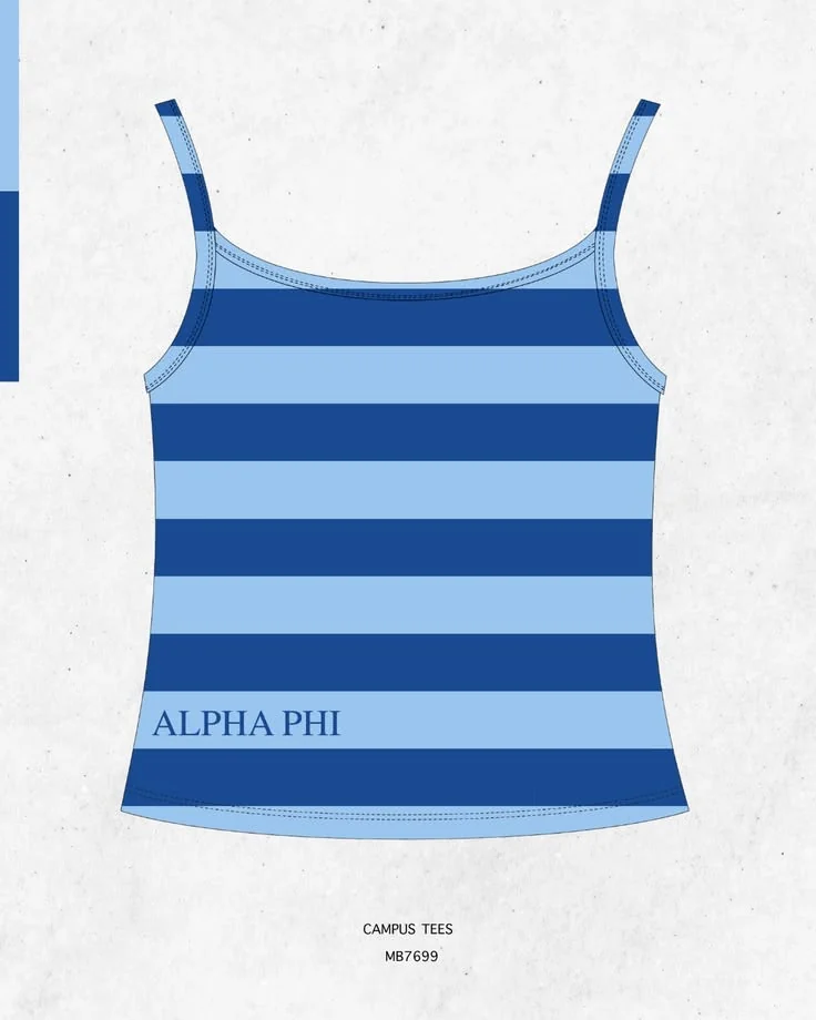 Alpha Phi · Apparel mockup — Campus Tees garment mockup inspiration