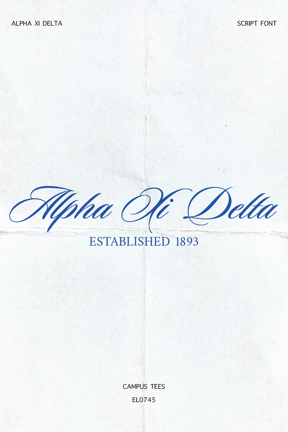 SSUAXi D Script Font — Alpha Xi Delta custom apparel design inspiration