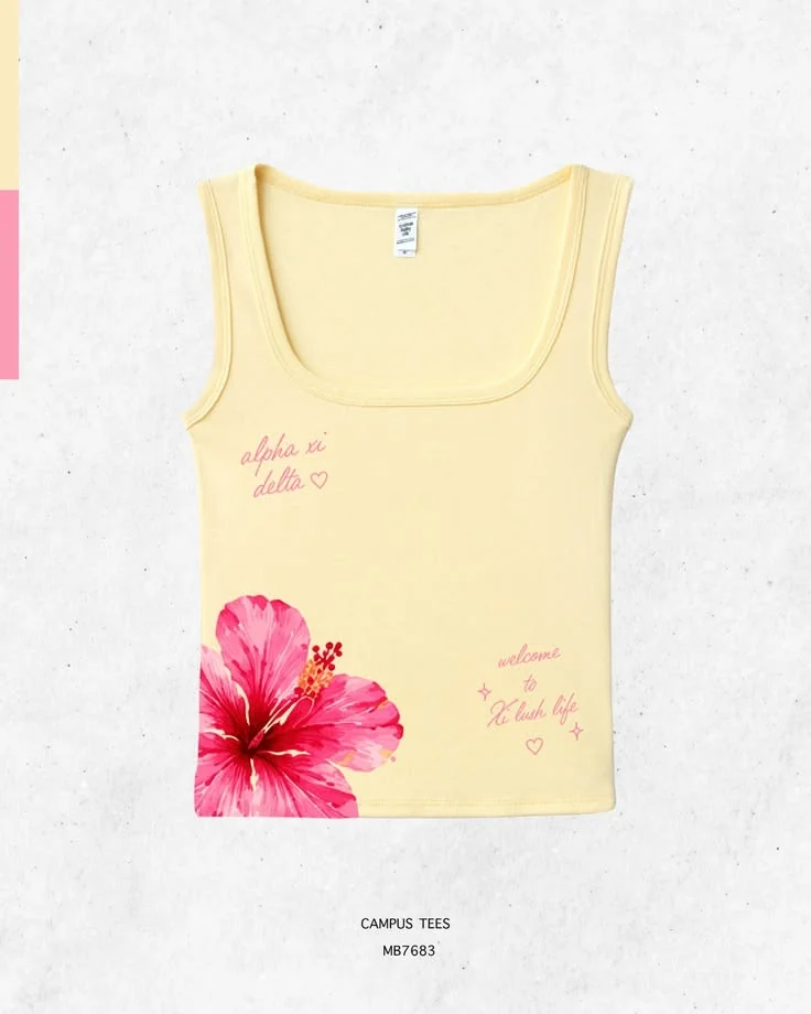 Alpha Xi Delta · Apparel mockup — Campus Tees garment mockup inspiration