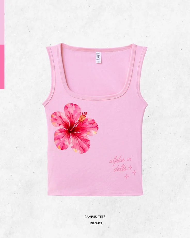 Alpha Xi Delta · Apparel mockup — Campus Tees garment mockup inspiration