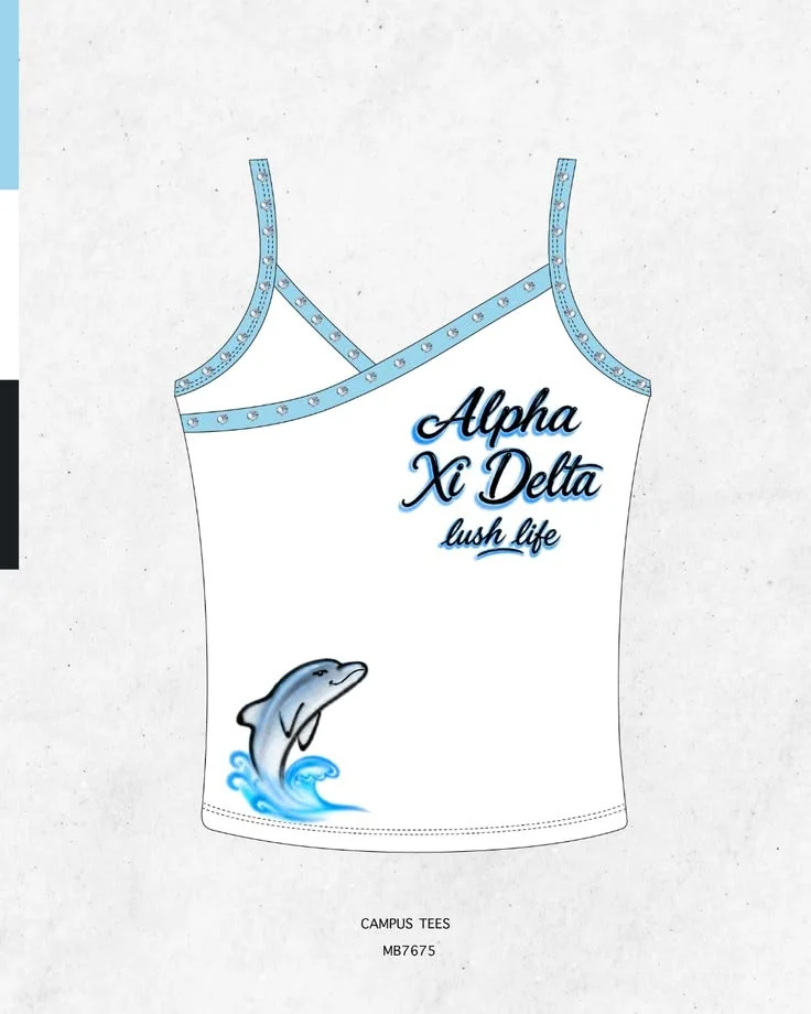 Alpha Xi Delta · Apparel mockup — Campus Tees garment mockup inspiration