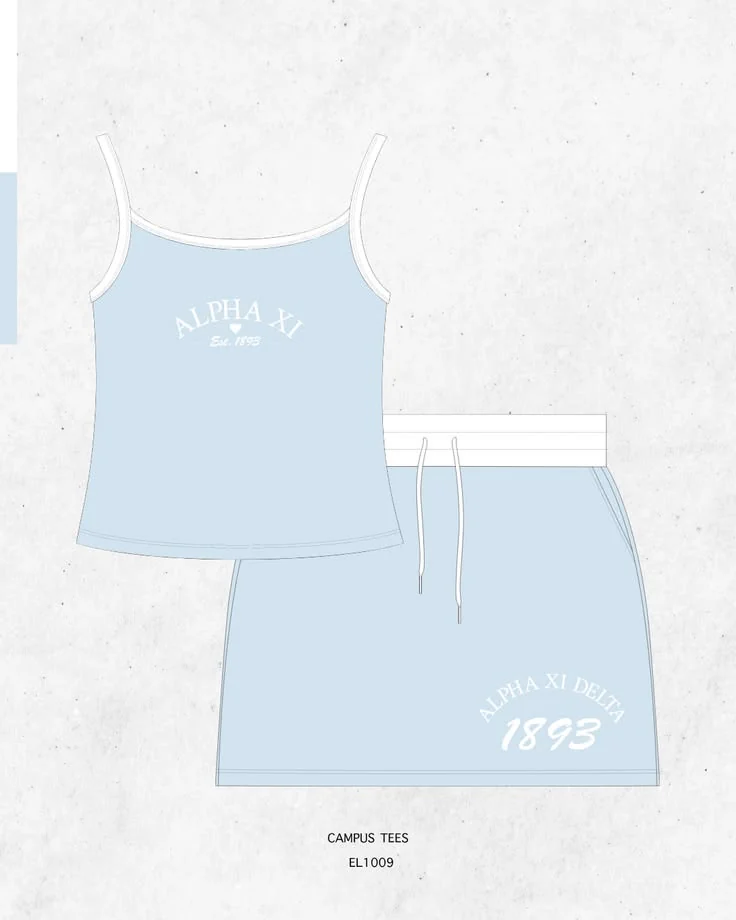 Alpha Xi Delta · Apparel mockup — Campus Tees garment mockup inspiration