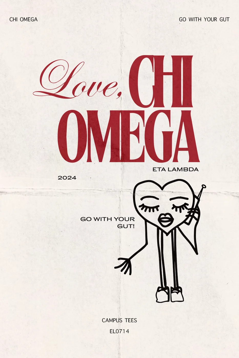 America XO Go With Your Gut — Chi Omega custom apparel design inspiration