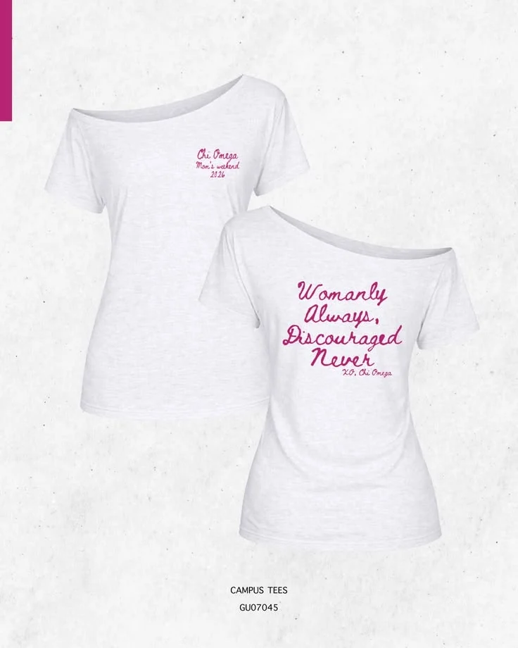 Chi Omega · Apparel mockup — Campus Tees garment mockup inspiration