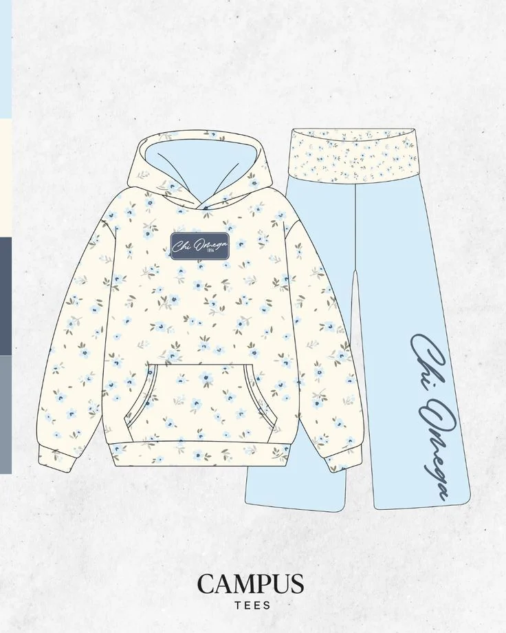 Chi Omega custom apparel mockup — Campus Tees chapter inspiration