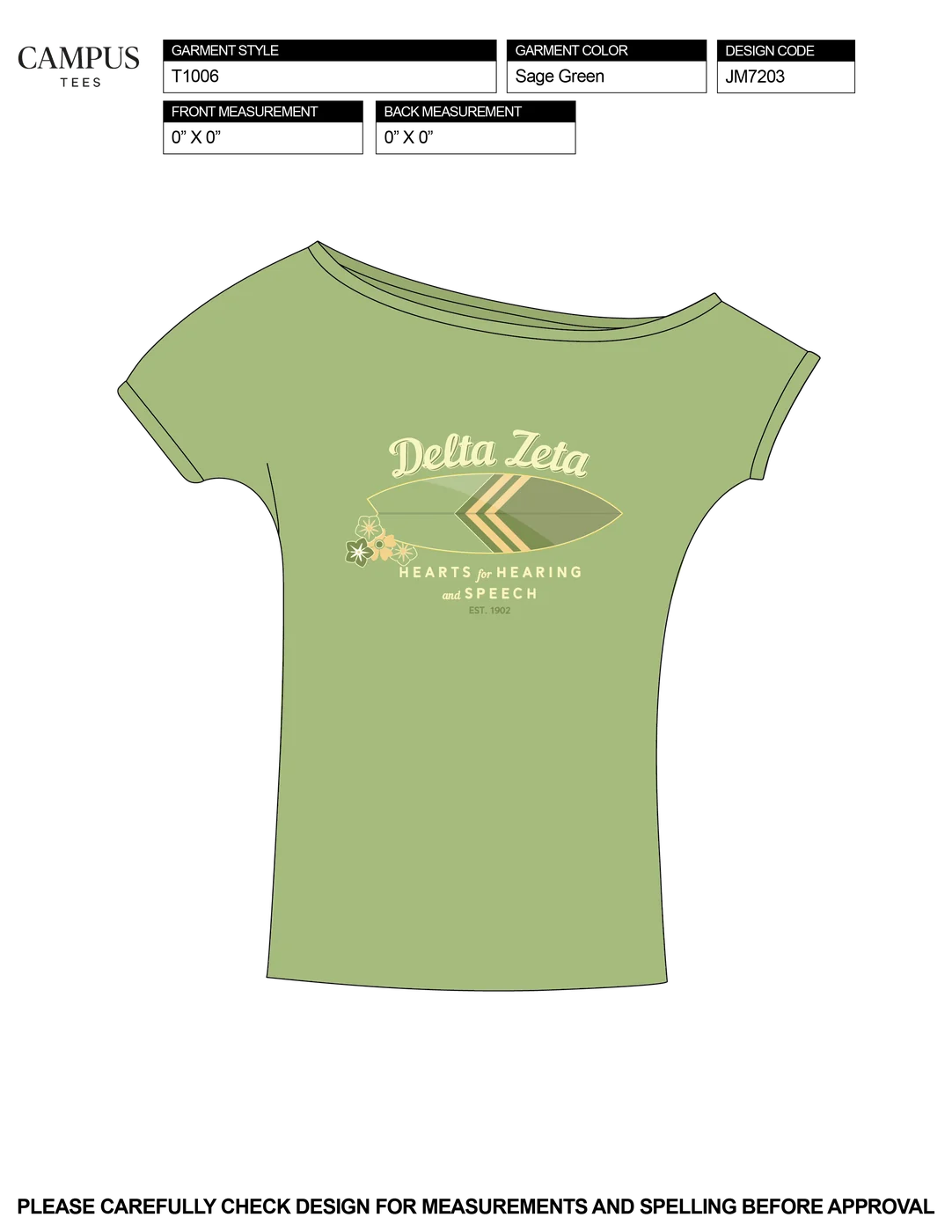 Delta Zeta Sage Green Surfing Board 2 — Delta Zeta custom apparel design inspiration