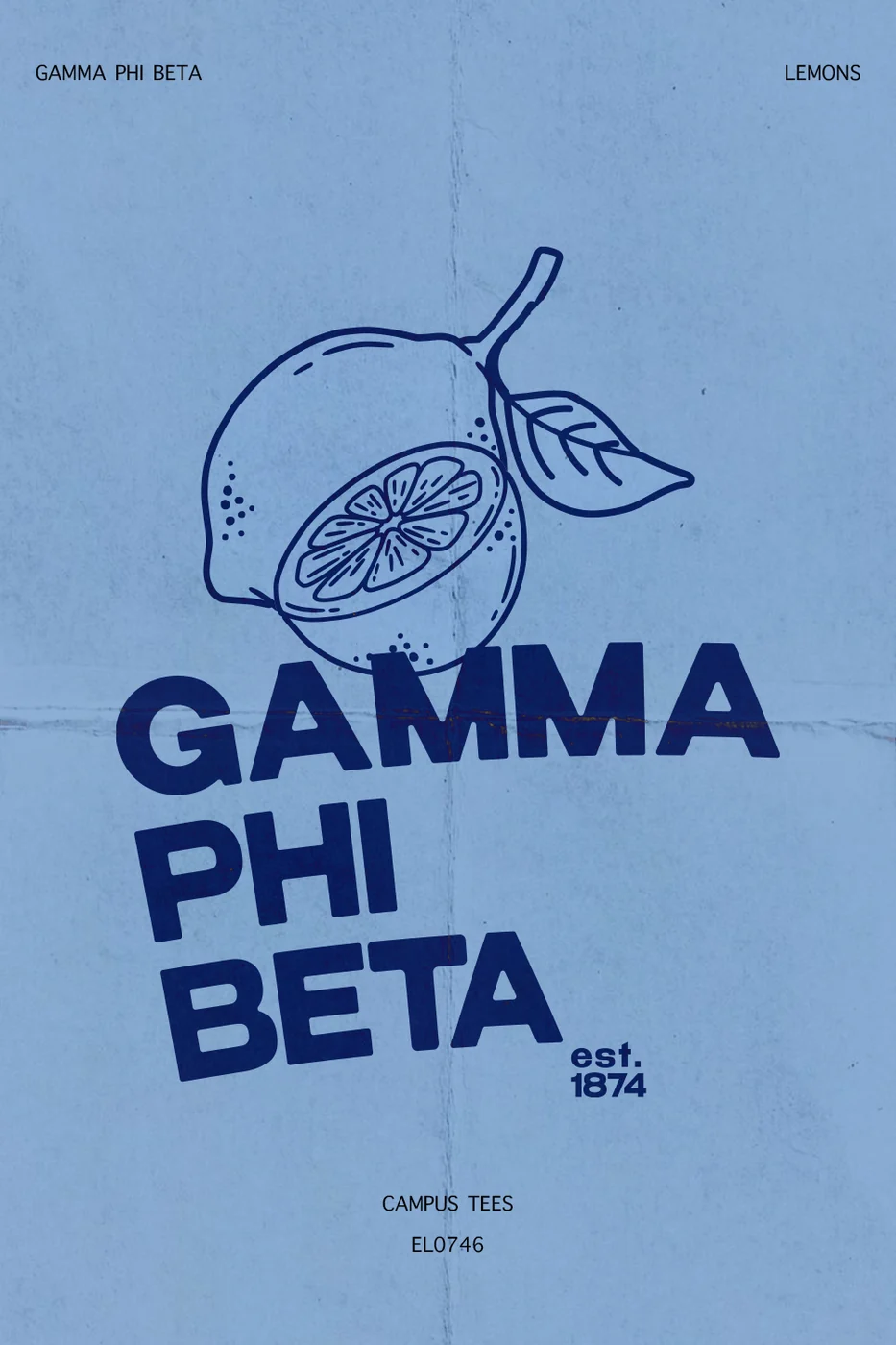 WUGPhi Lemons blue — Gamma Phi Beta custom apparel design inspiration