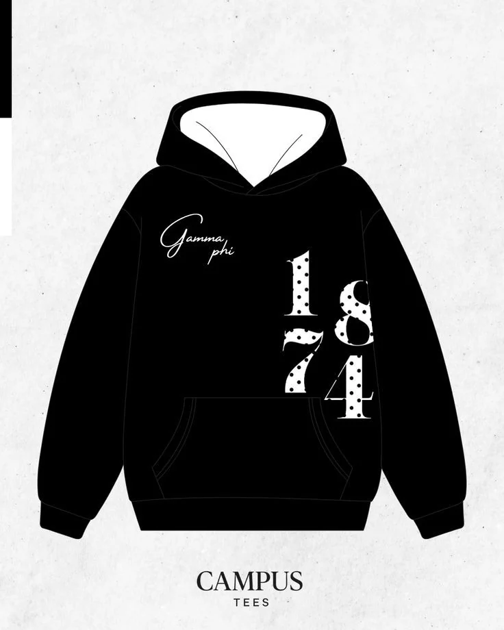 Gamma Phi Beta custom apparel mockup — Campus Tees chapter inspiration
