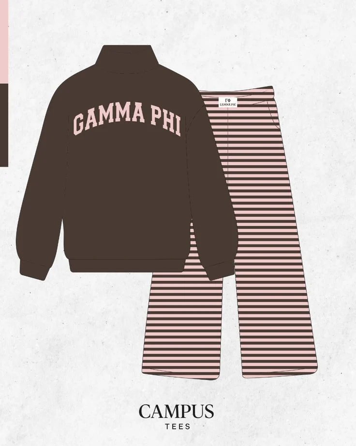 Gamma Phi Beta custom apparel mockup — Campus Tees chapter inspiration