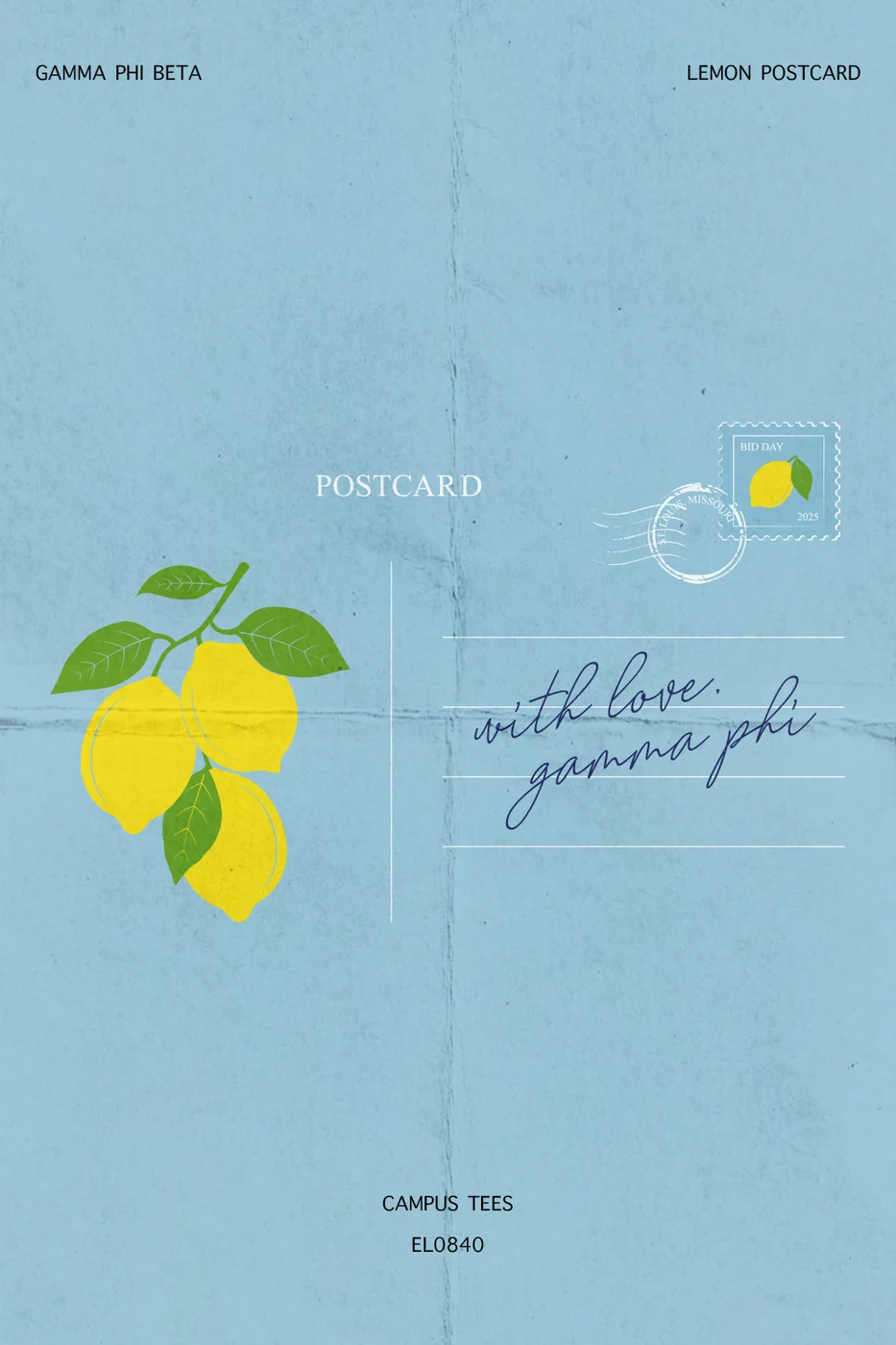 SLUGPhi Lemon Postcard — Gamma Phi Beta design inspiration