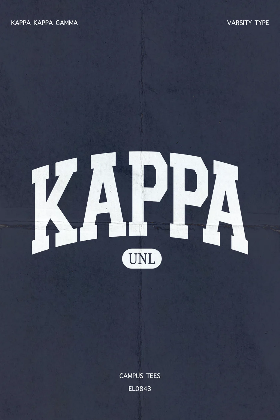 UNLKappa Varsity Type — Campus Tees custom apparel design inspiration