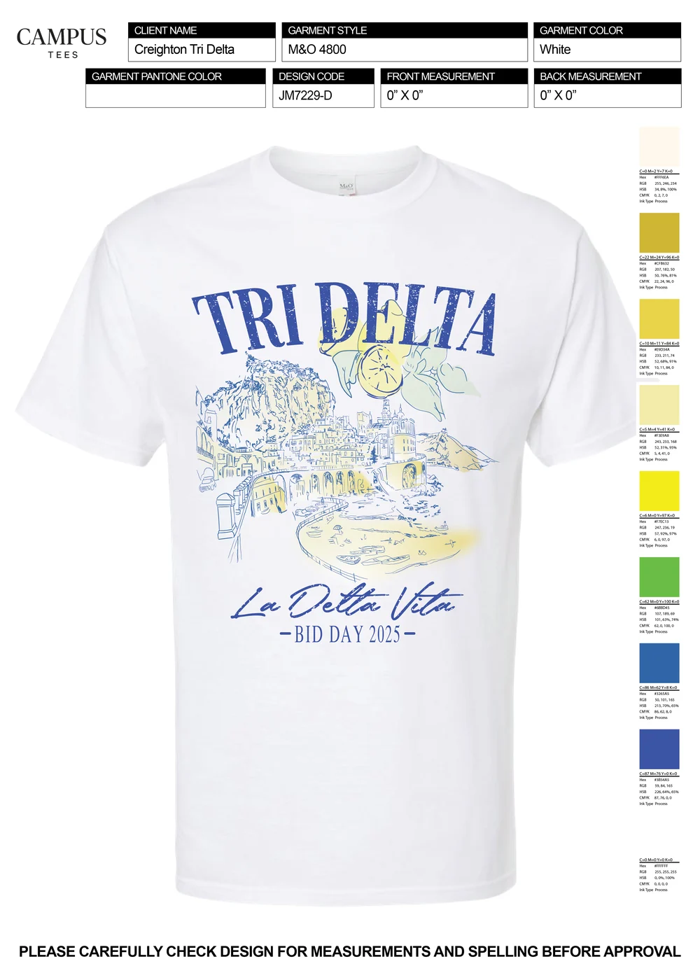 Tri Delta La Delta Vita BID DAY 2025 D 03 — Campus Tees custom apparel design inspiration for bid day