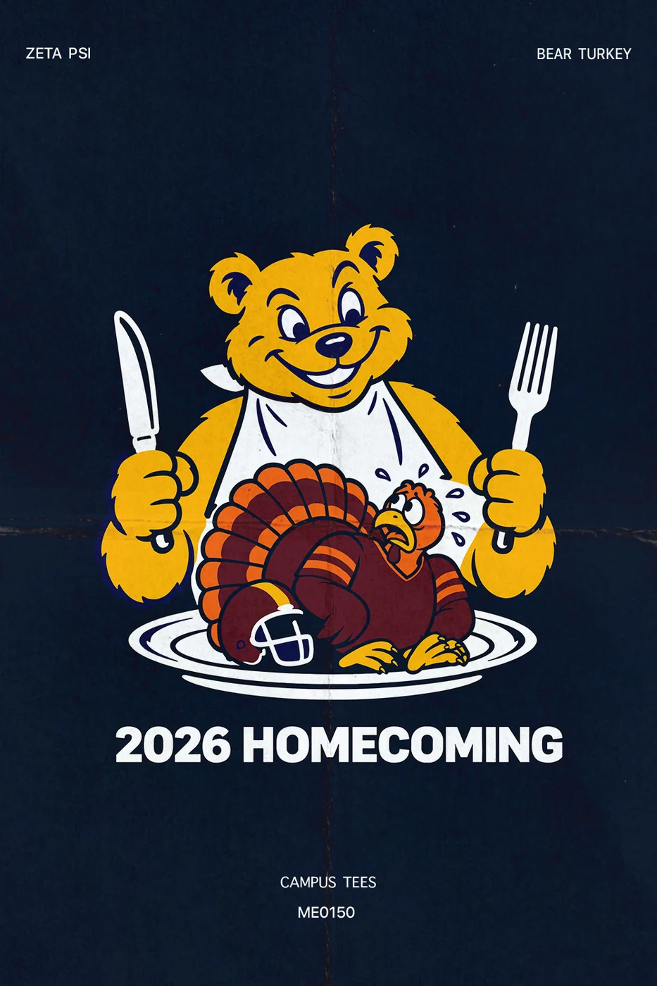 Berkeley Zeta Psi Bear Turkey — Campus Tees custom apparel design inspiration
