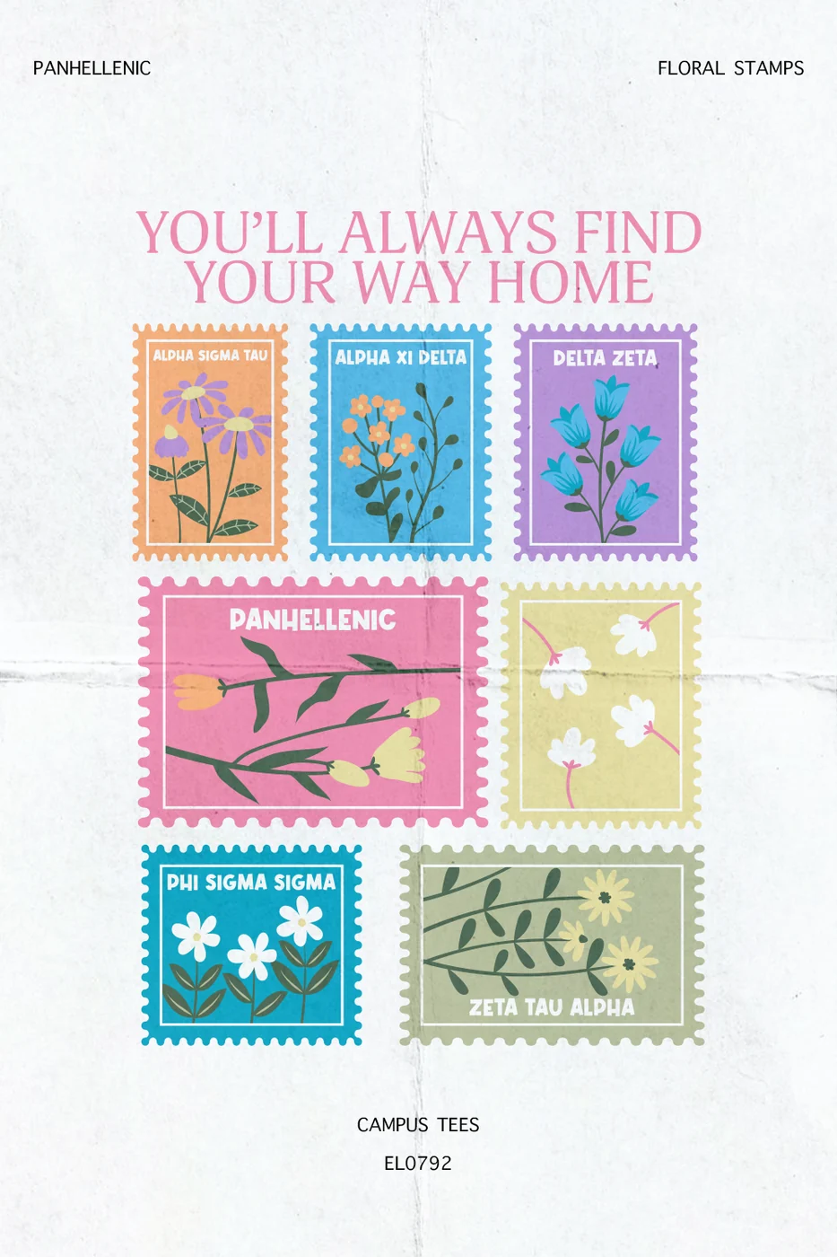 Ferris Panhel Floral Stamps — Panhellenic design inspiration