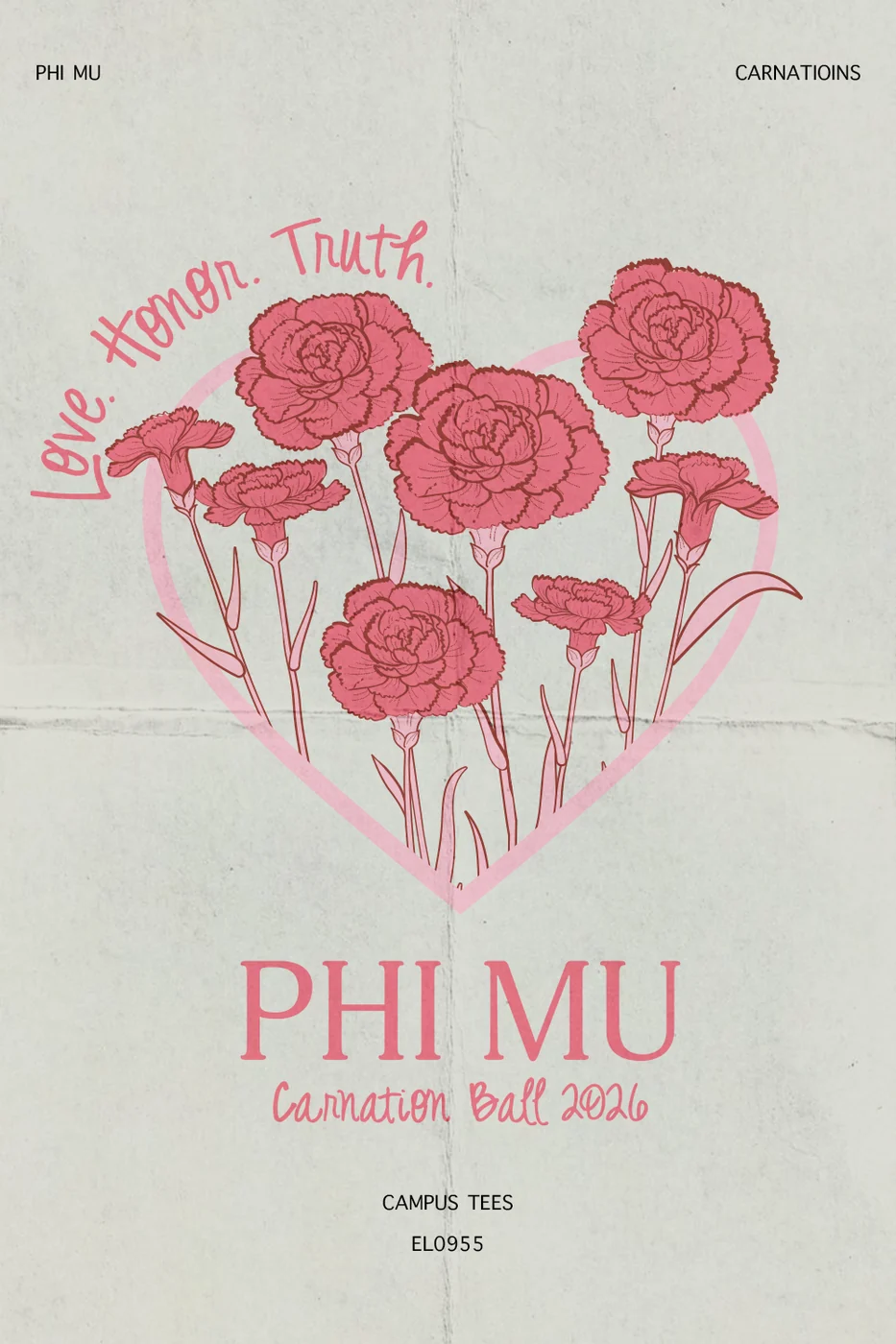 WKUPhi Mu Carnations — Phi Mu custom apparel design inspiration