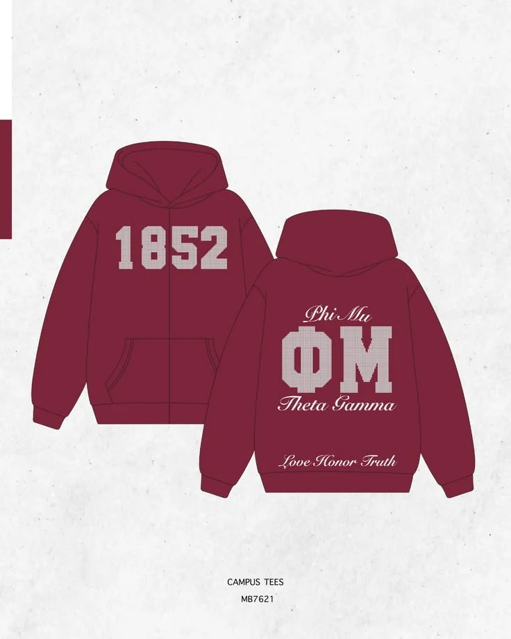 Phi Mu · Apparel mockup — Campus Tees garment mockup inspiration