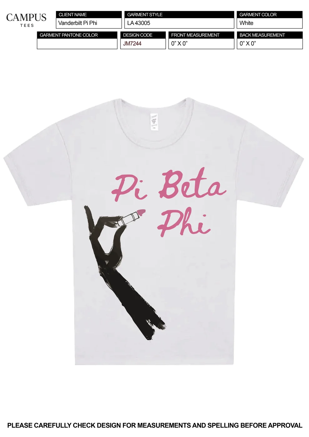 Vanderbilt Pi Phi Pi Beta Phi holding a lipstick — Pi Beta Phi custom apparel design inspiration