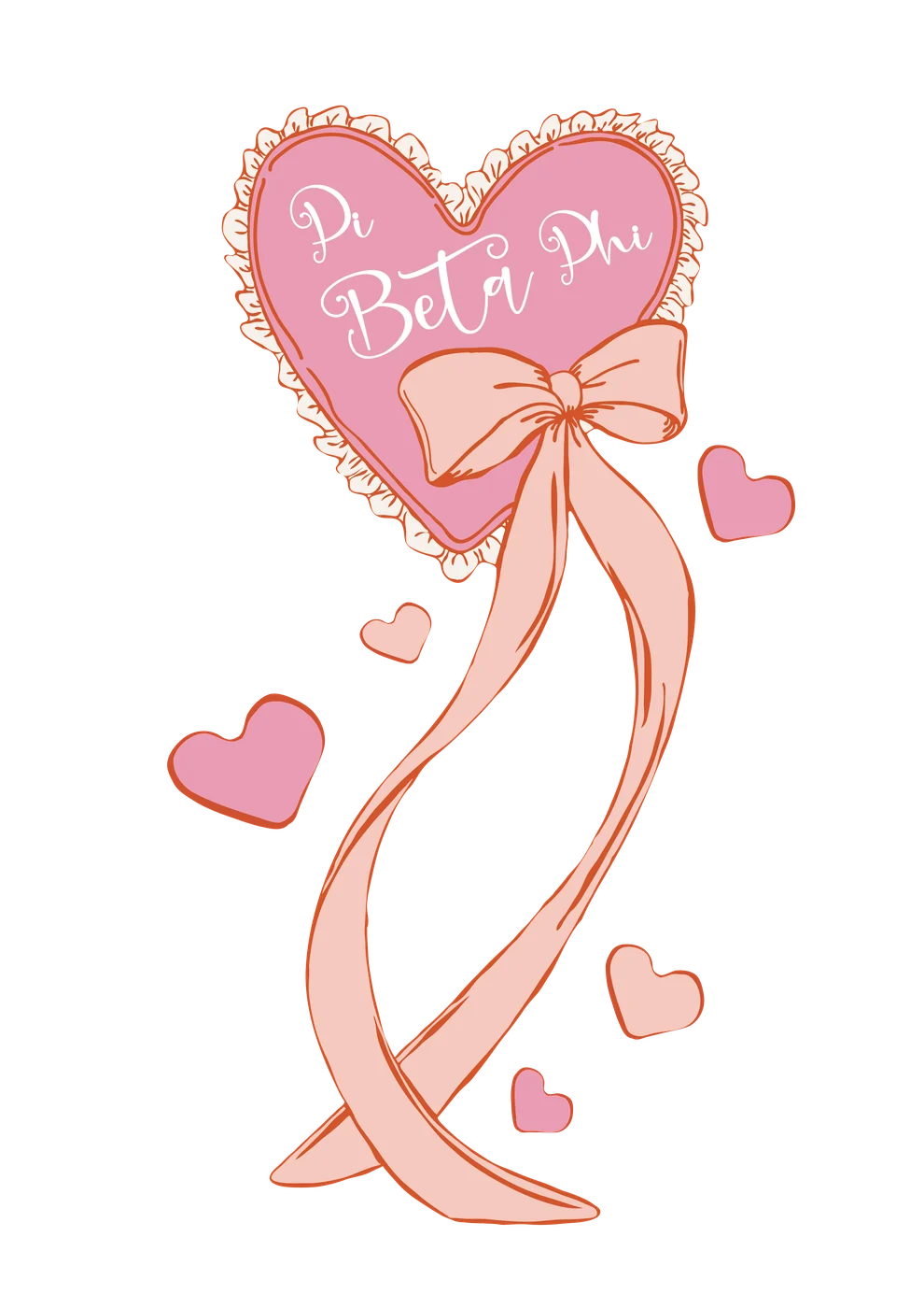 Pi Beta Phi Hearts with bow B 01 — Pi Beta Phi custom apparel design inspiration