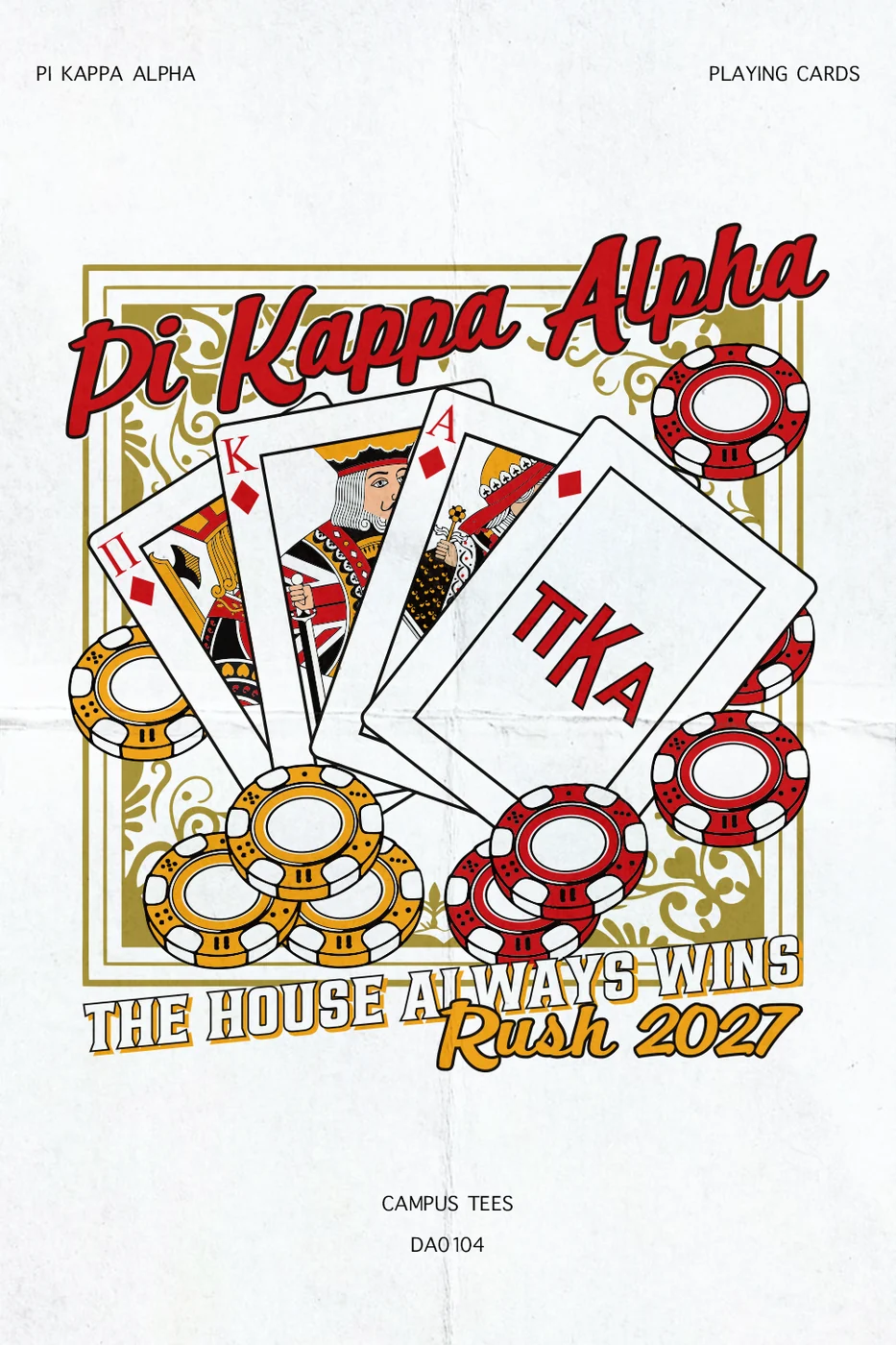 RHODES COLLEGE PIKE PLAYING CARDS — Pi Kappa Alpha design inspiration