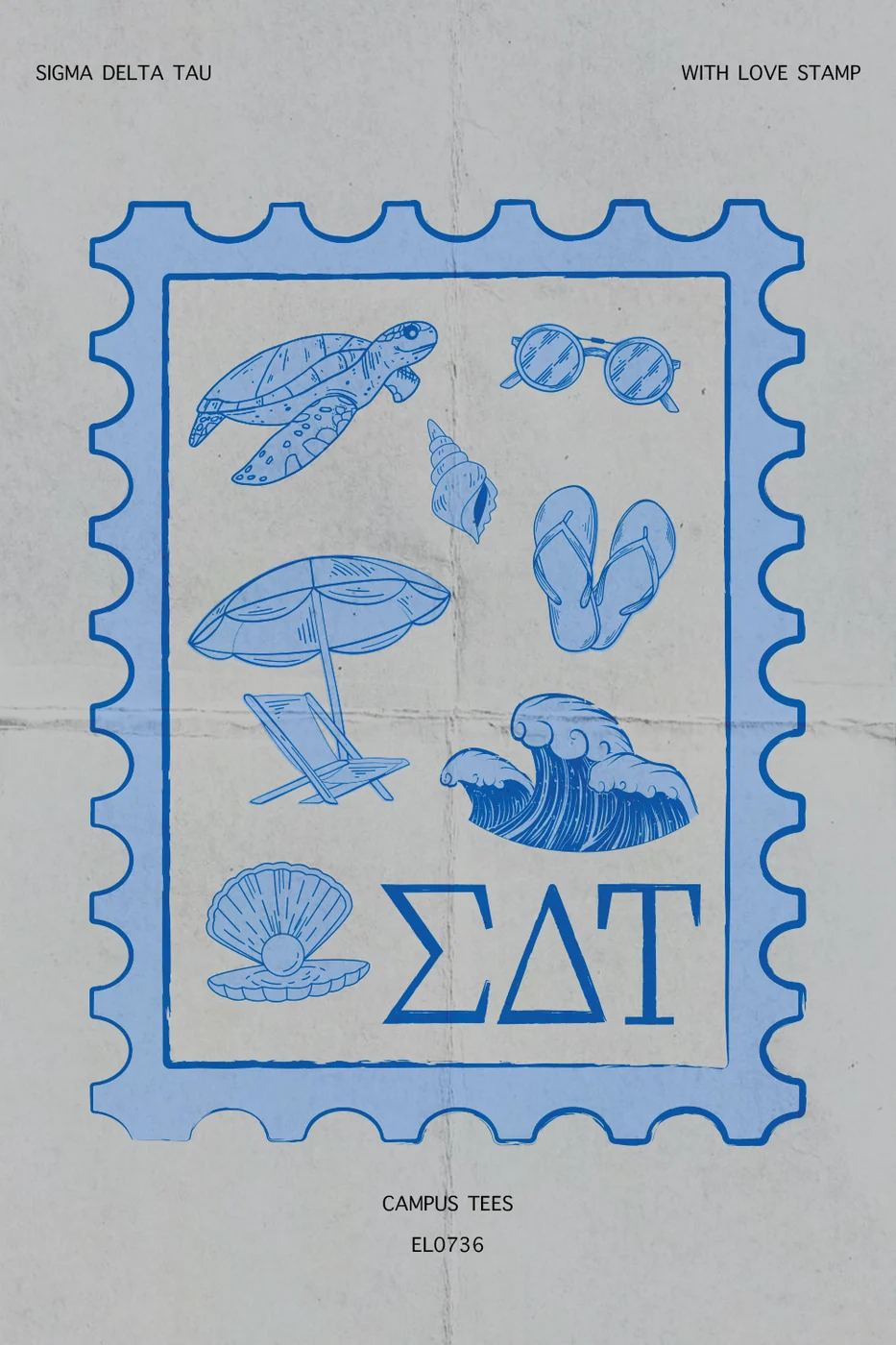 American SDT With Love Stamp — Sigma Delta Tau custom apparel design inspiration