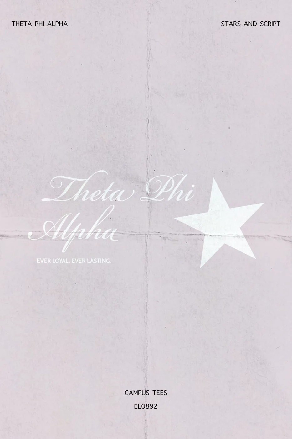 Pittsburg TPhi A Stars And Script — Theta Phi Alpha custom apparel design inspiration