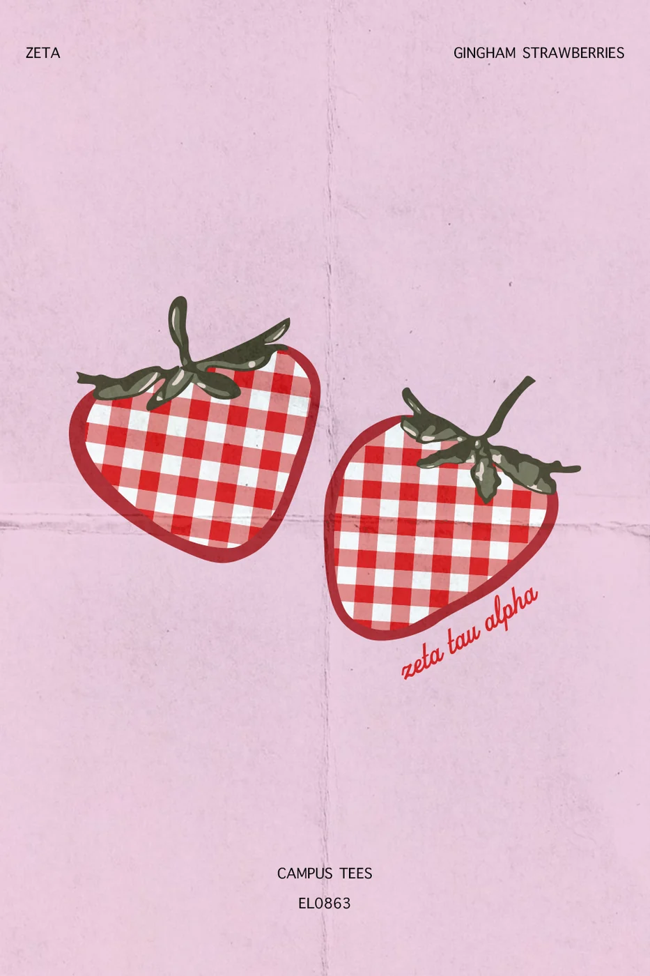 Houston Zeta Gingham Strawberries — Zeta Tau Alpha custom apparel design inspiration