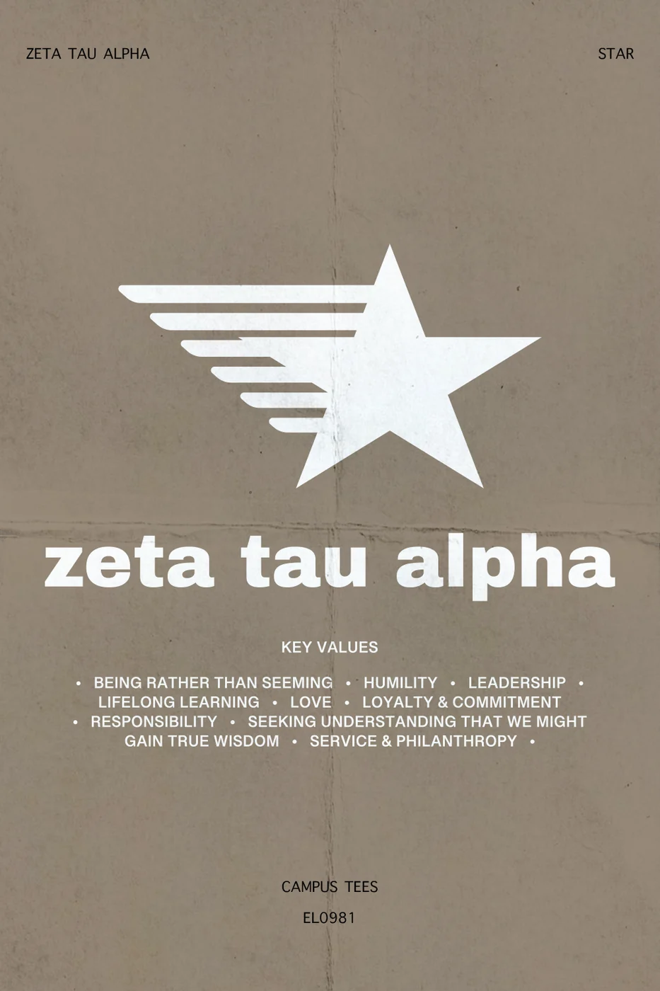 Texas State Zeta Star — Zeta Tau Alpha custom apparel design inspiration