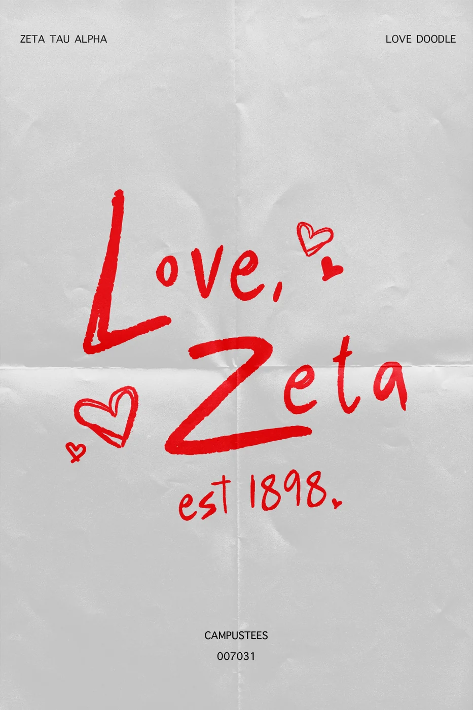 Zeta Tau Alpha Love Doodle — Campus Tees custom apparel design inspiration